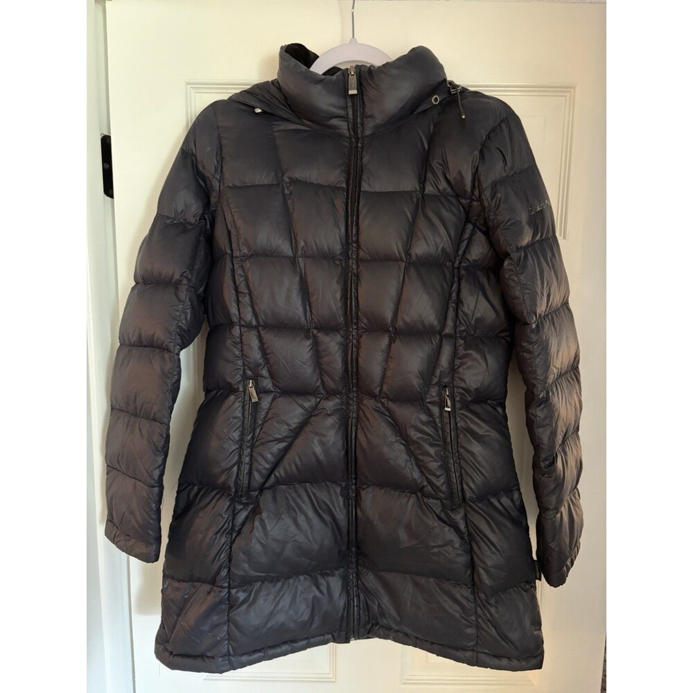 Calvin Klein Navy Packable Lightweight Down Puffer Coat Hood Full Zip Women’s S